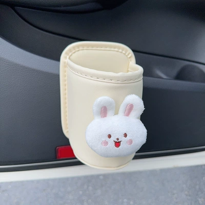 Car cup holder/beverage holder Co-Pilot Fixed Storage, Car - plush-bunny-off-white-storage-bucket-ready-for-shipment