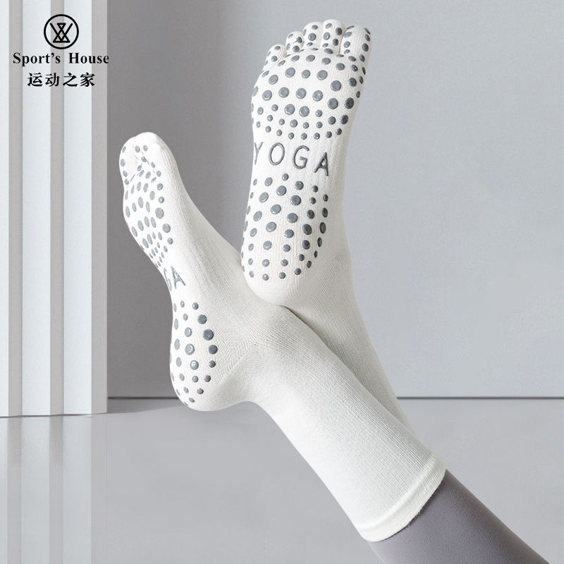 Sport's House Women's Mid-Calf Five-Toe Yoga Socks Silicone Non-Slip Breathable Quick-Dry Sports Socks Sport's House Women's Mid-Calf Five-Toe Yoga Socks Silicone Non-Slip Breathable Quick-Dry Sports Socks