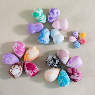 Mixed Color Beauty Makeup Egg Gourd Water Drops Slant Cut Powder Puff Double Color Makeup Egg Dry and Wet Dual Use Camouflage Flower Makeup Egg Color