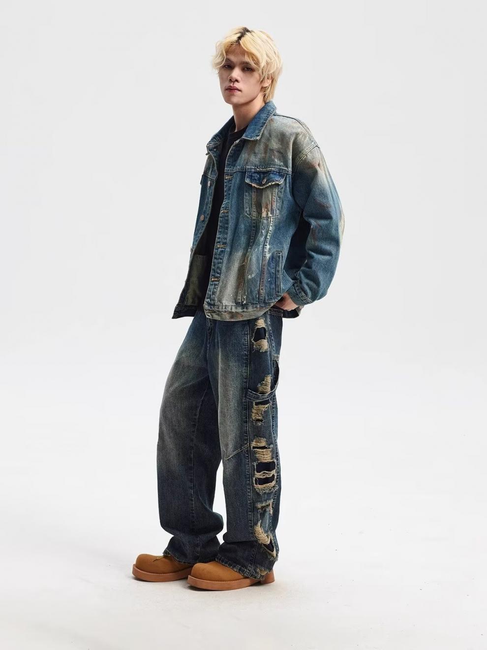 Men's Clothing Youth sports loose wide leg jeans design cool _ipsvogv.com