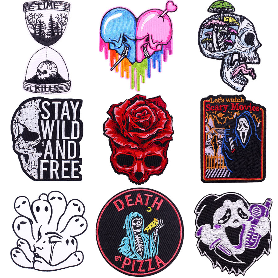 cloth sticker skull embroidery Patches sticker DIY ripped jacket movie ironing print sticker