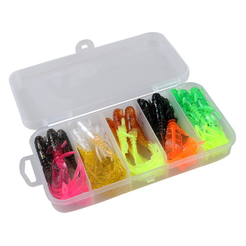 Luya cebo suave miniatura de dos colores aguja cola 5 piezas 75mm/1,3G falso cebo raíz pesca bajo mandarín fábrica de pescado al por mayor