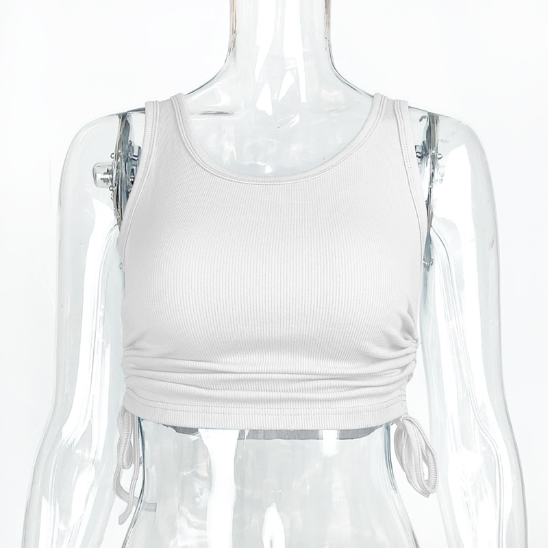Chaleco corto ajustado con cordón y cuello redondo, estilo europeo y americano, tendencia de moda de Amazon para el verano de 2025. image 8