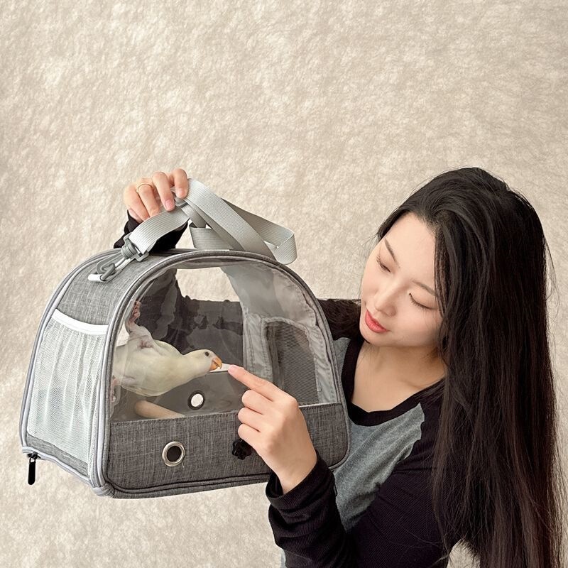 Transparent Crossbody Bag for Birds, Parrots, Cockatiels, Guinea Pigs, Rabbits, Hamsters; Portable Foldable Small Pet Travel Cage