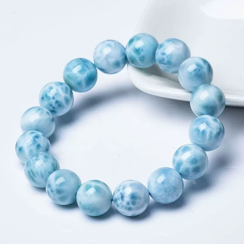 拉利玛宝石优化海纹石手链龟裂纹玉化双色海洋手串男女情侣款批发