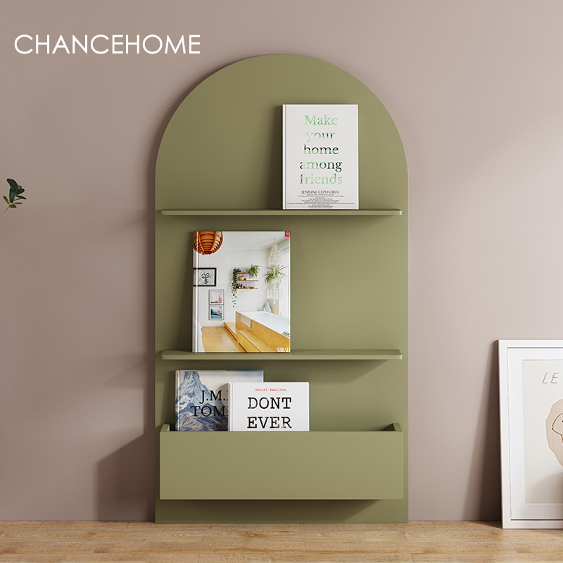 橙家 ins風書架復古落地架網紅民宿烤漆展示架客廳置物陳列架