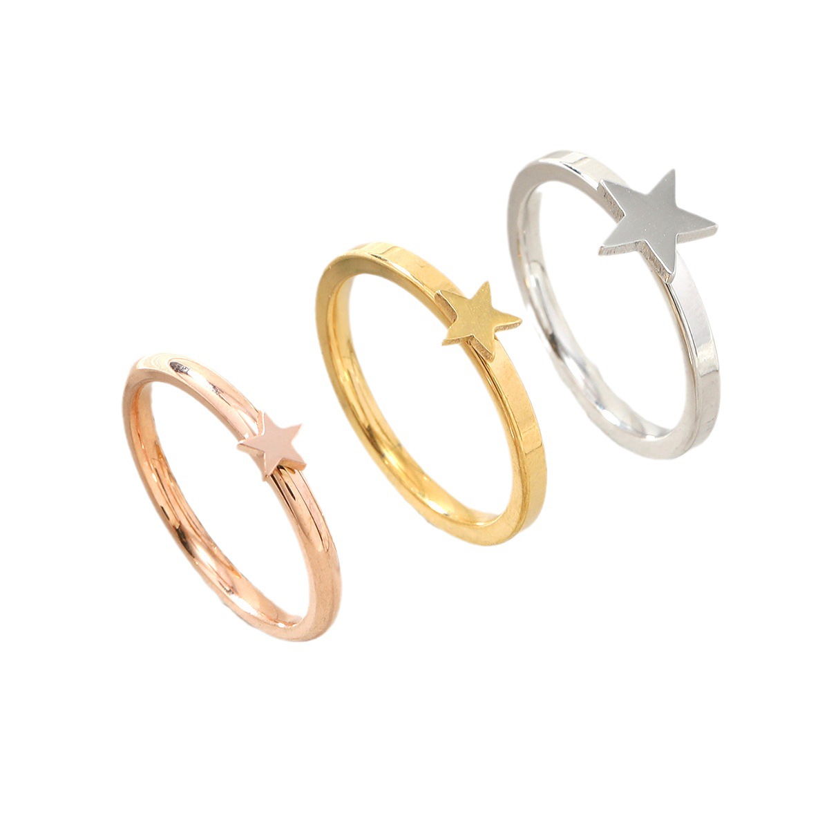 Korean version exquisite stainless jewelry welding plate cutting size pentagonal star titanium steel set for women_voghion.com