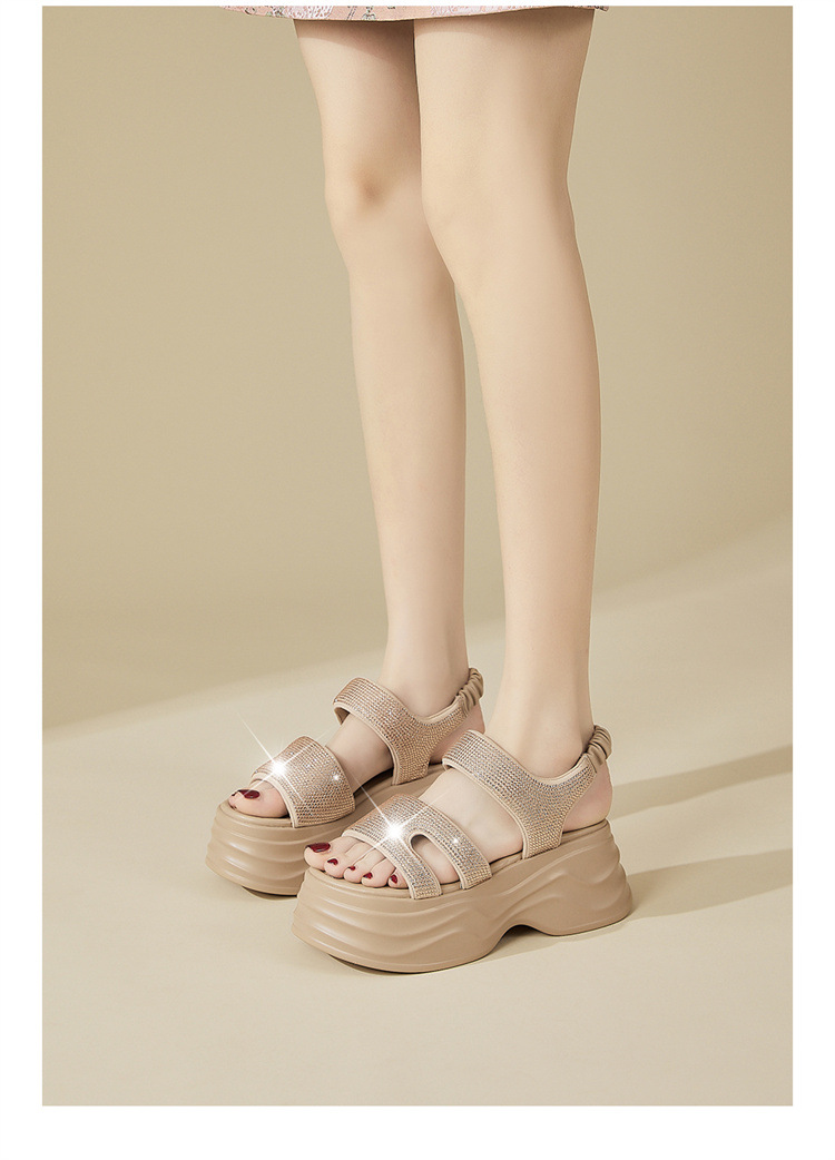 Sandal đế dày nữ phong cách Roma, gót platform 7 cm, phối váy đi biển mùa hè 2025 — 3124303092 Đen (đế dày tăng 7cm), 3124303092 màu mơ (đế dày tăng 7cm) chi tiết 4