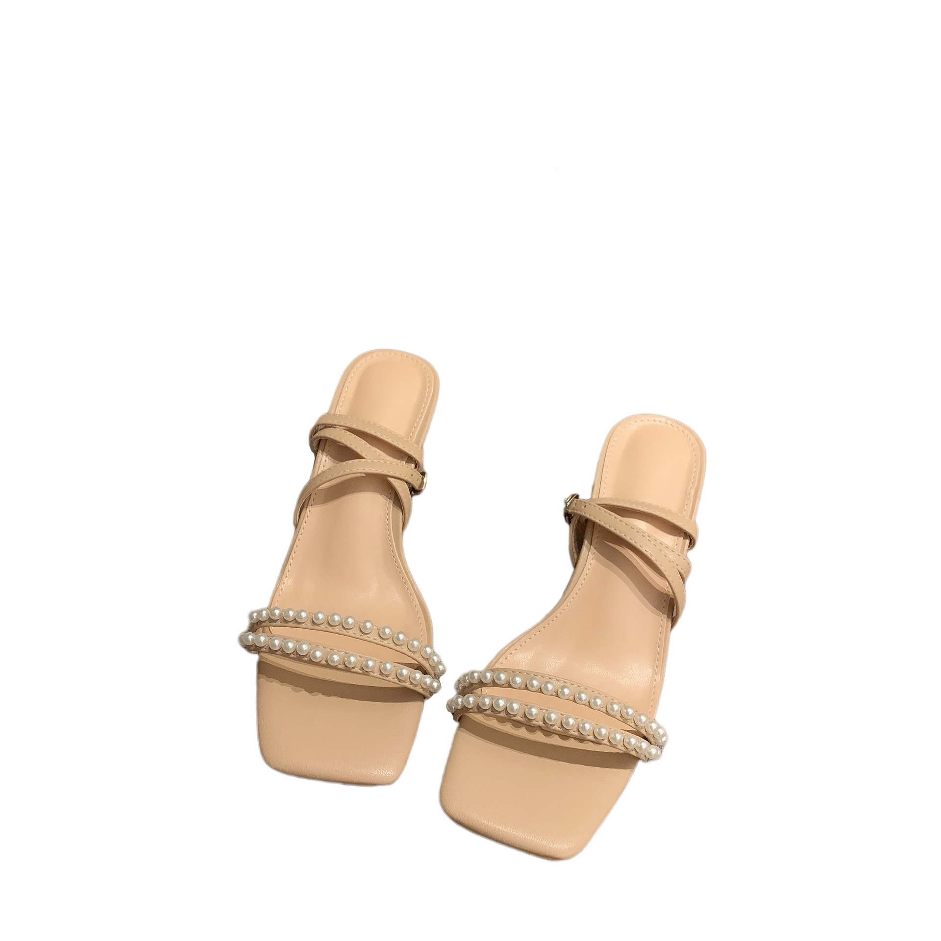 summer thick heel pearl Roman sandals NSHU62760