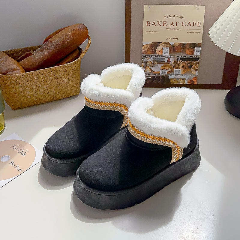 Beier Thick-Soled Snow Boots for Women 2025 Winter New Style Fleece-Lined Warm Student Versatile Casual Fashion Double Cotton Shoes