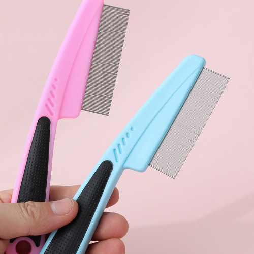 Flea comb stainless steel brush pet plastic anti-slip comb cat flea comb needle comb pet supplies wholesale