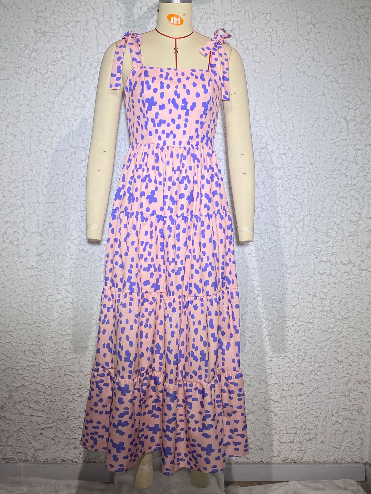 Women's A-line Skirt Fashion U Neck Printing Sleeveless Polka Dots Maxi Long Dress Daily display picture 20
