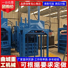 小型无门防漏立式打包机小型铁桶铁屑压块机家用立式废纸压扁机