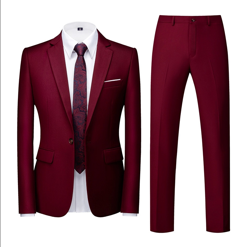 Traje traje de los hombres primavera nuevo traje de negocios de color sólido delgado coreano casual traje de dos piezas