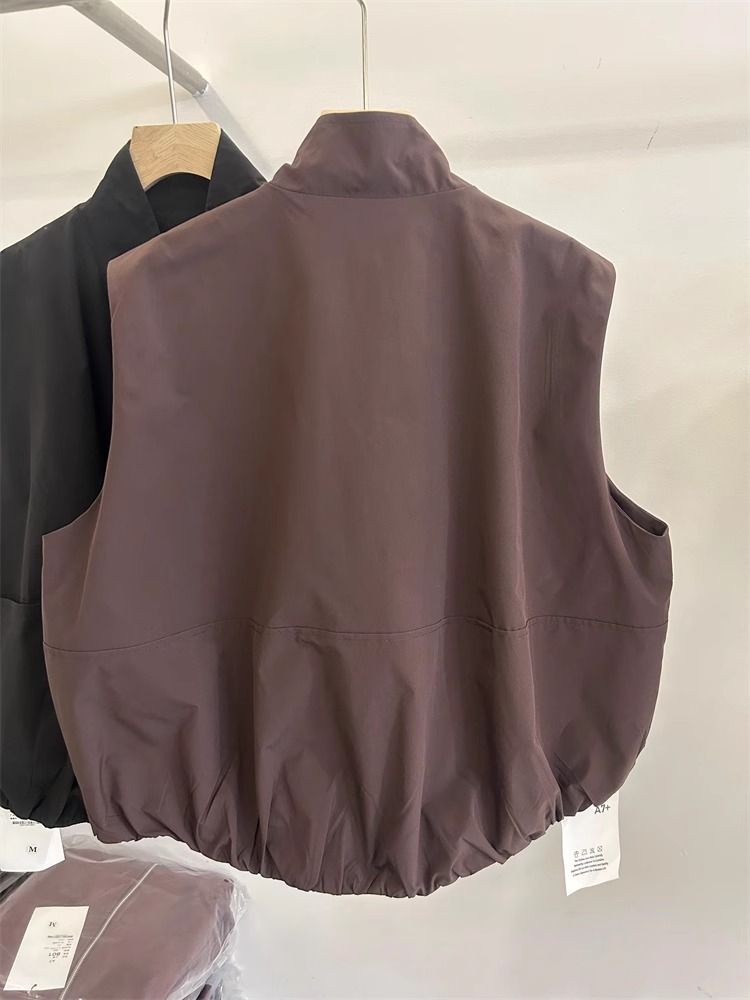 Gilet de travail court et simple de style européen GraceChic pour femme, collection automne 2025, coupe ample et décontractée._voghion.com