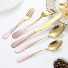 跨境专供加厚不锈钢渐变西餐刀叉勺套装 餐厅酒店牛排刀叉勺餐具