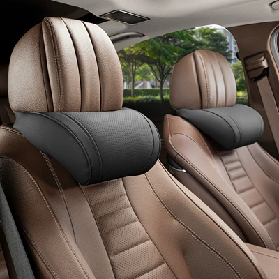 Headrest, Car Headrest Suitable for - little-k-litchi-pattern-noble-black-neck-pillow-2-pieces