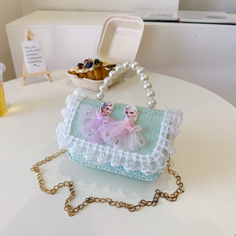 2025 nuevo lindo arco princesa bolsa de perlas portátil moda versátil mochila de hombro bolso de cambio coreano