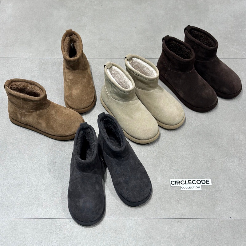 Ig Laixini New Snow Boots Women's Winter New Velvet Nubuck Leather Flats Birkenstock Short Boots One-Leg Boots