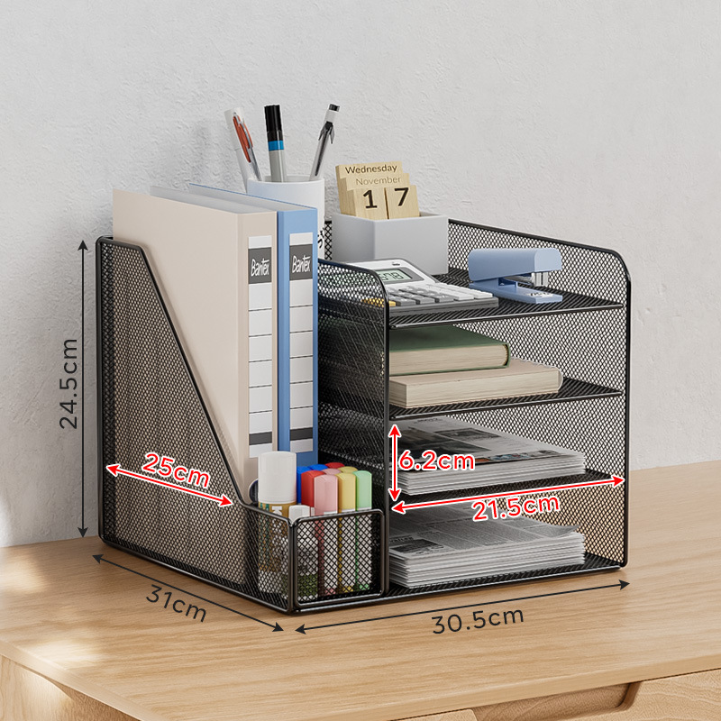 デスクファイル収納ラック垂直フォルダー収納ボックスデスクトップ本棚ファイルラックペンホルダー文具卸売|undefined