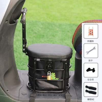 Aima electric bike child seat, Electric car child seat - 505-black-armrests-dinosaur-lockable-straps