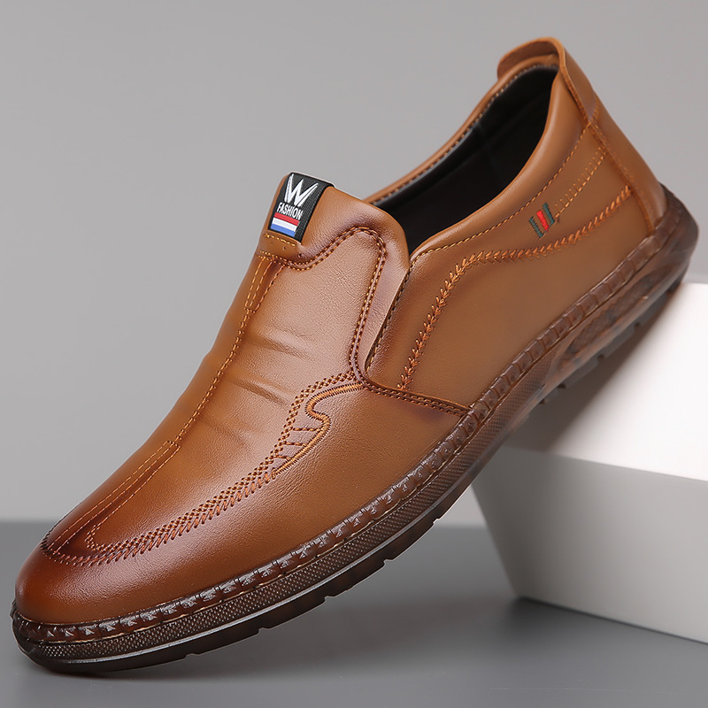 British Style Casual Leather Shoes for Men, Spring New Trendy Versatile Casual Shoes for Middle-Aged Men, Breathable Non-Slip Dad Shoes