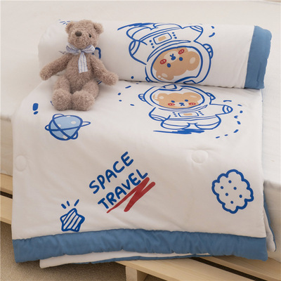 [Starry bear]Knitted Cotton Cool in summer ins fresh children Cartoon summer quilt One piece On behalf of