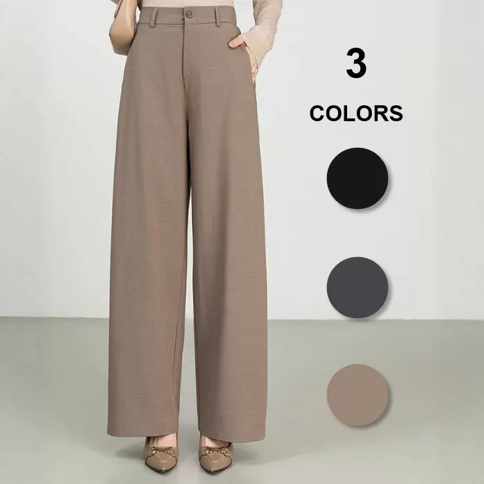 0015棉麻高腰西装版型直筒阔腿裤新款阔腿高腰休闲羊毛阔腿裤