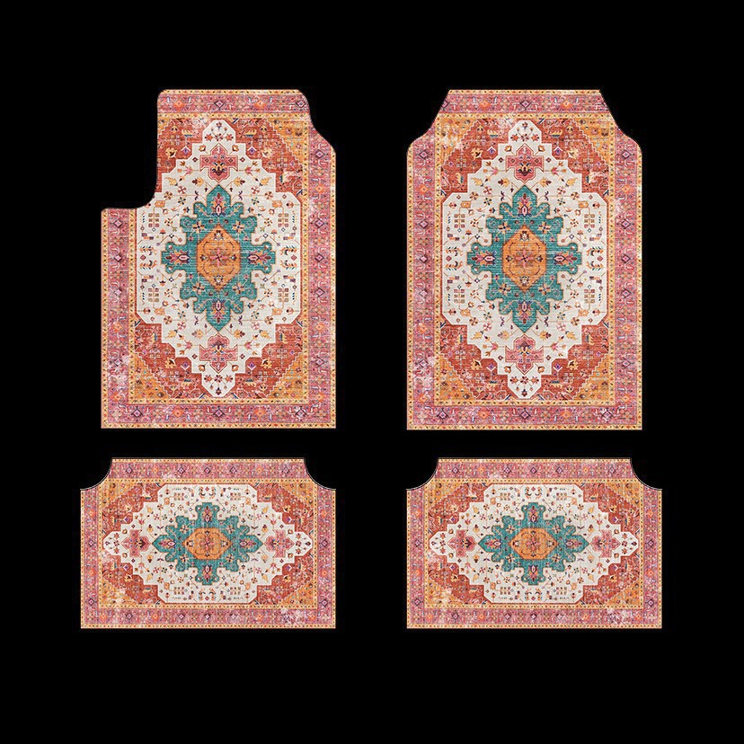 Cross-Border Bohemian Four-Piece Car Floor Mats for Main and Passenger Front and Rear Floor Mats Amazon Temu Dropshipping Floor Mats