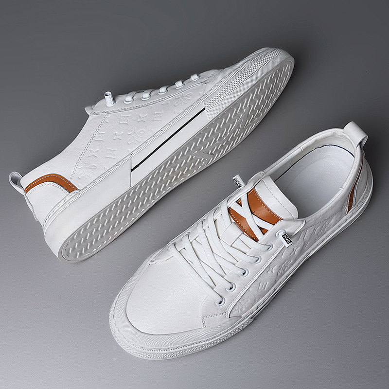 Zapatos de hombre populares zapatos blancos de cuero de Bajo Top transpirable zapatillas casuales 2023 primavera nuevos deportes romper zapatos individuales de los hombres