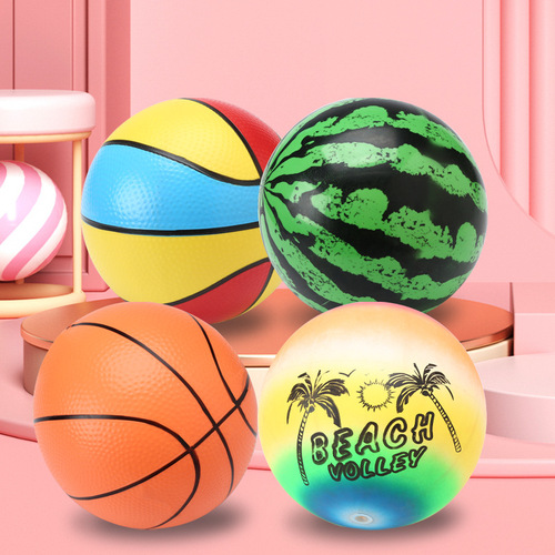 Kindergarten large leather ball 21cm orange basketball parent-child interactive three-color ball beach rainbow ball watermelon ball wholesale