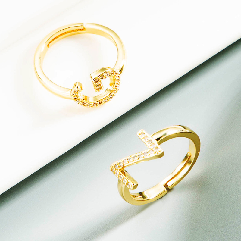 wholesale jewelry 26 English alphabet copper ring Nihaojewelrypicture21