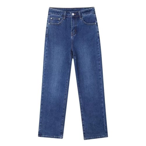 Women's Straight Leg Jeans 2025 Early Spring High-Waisted Loose Fitting Slim Straight 9-Inch Narrow Pipe Pants