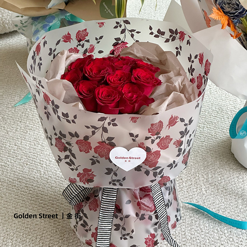 Flores Xiao Luo rosa flor embalaje de papel semitransparente ramo de flores de San Valentín diy regalo flor florista papel de envoltura de flores