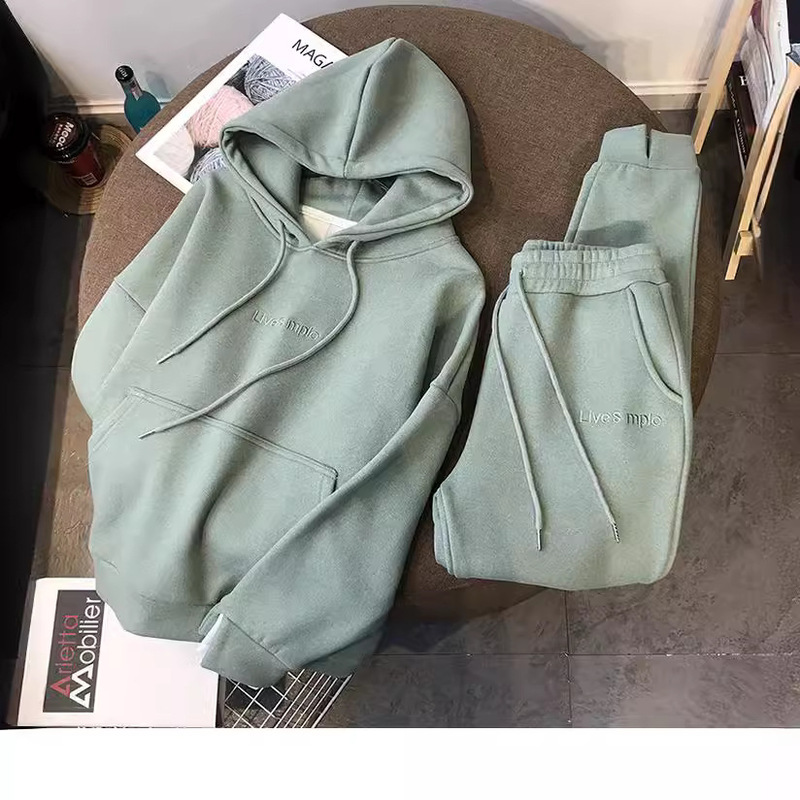 2026 Amazon Autumn and Winter Fleece-Lined Loose Hooded Sweatshirt Women's Jogger Pants Set Sports Casual Two-Piece Set for Women 2026 Amazon Autumn and Winter Fleece-Lined Loose Hooded Sweatshirt Women's Jogger Pants Set Sports Casual Two-Piece Set for Women