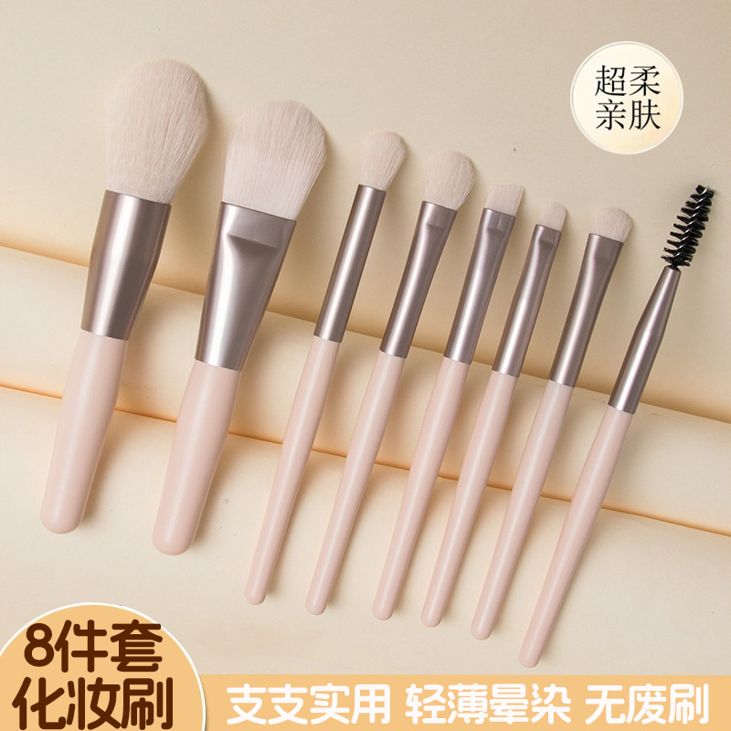 8-Piece Mini Makeup Brush Set, Ultra-Soft, Affordable and Portable for Students, Complete Set of Eye Shadow Brushes, Loose Powder Brushes, and Beauty Brushes