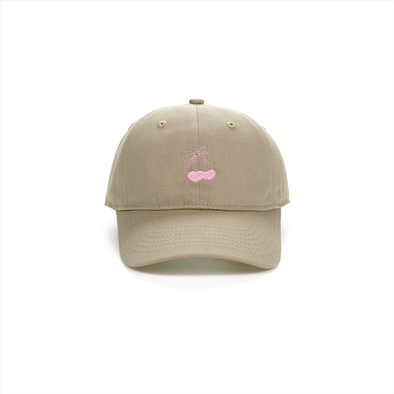All Seasons Season Women's Cute Modern Style Sweet Cherry Solid Color Bow Knot Curved Eaves Baseball Cap
