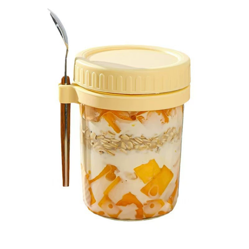 Кружка Overnight овсяная каша Amazon 16oz, чашка с ложкой, портативная стеклянная чашка, мера чашки, сепарация влажная/сухая, чашка с овсяной кашей