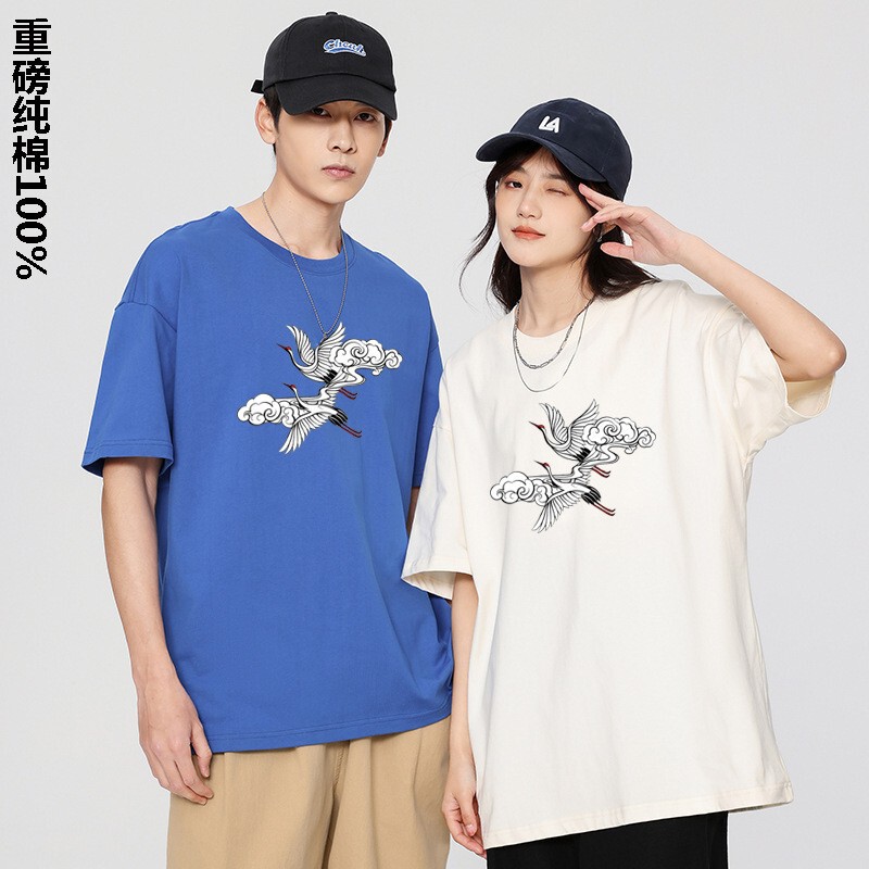 2024 Summer Short-sleeved T-shirt Loose Men's Casual T-shirt Men's Round Neck Casual Half-sleeved Base Shirt Trendy Brand Ins