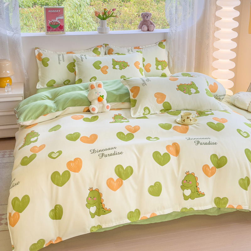 Parure de lit en coton brossé, housse de couette simple_voghion.com