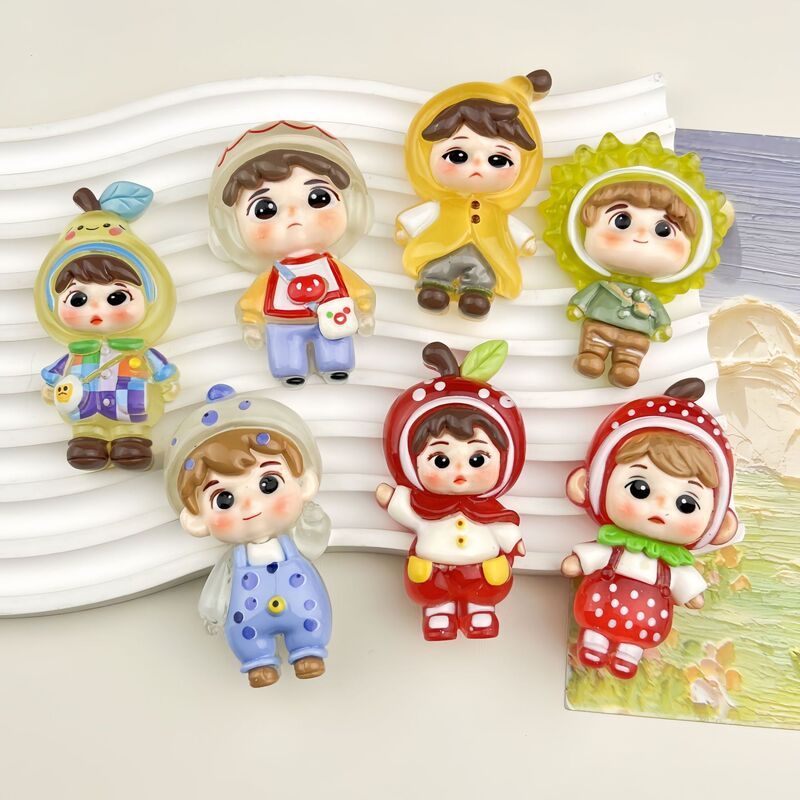 New Luminous Big Card Cartoon Fruit Boy DIY Resin Accessories Card Keychain Refrigerator Sticker Jewelry Material