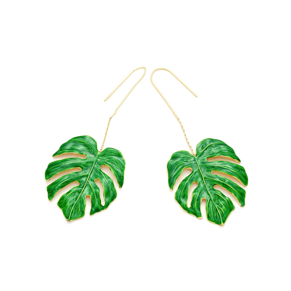 Sweet Leaf Zinc Alloy Enamel Women's Drop Earrings 1 Pair display picture 3