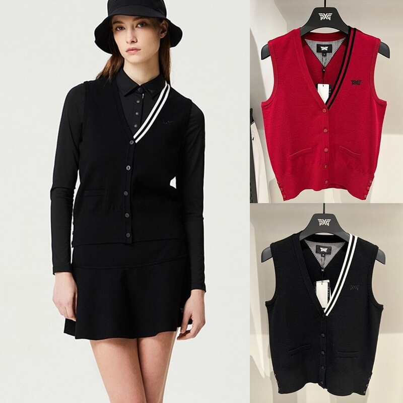 25 New Spring Golf Clothing Women's Knitwear V-Neck Sleeveless Vest Casual Versatile Top Cardigan 25 New Spring Golf Clothing Women's Knitwear V-Neck Sleeveless Vest Casual Versatile Top Cardigan