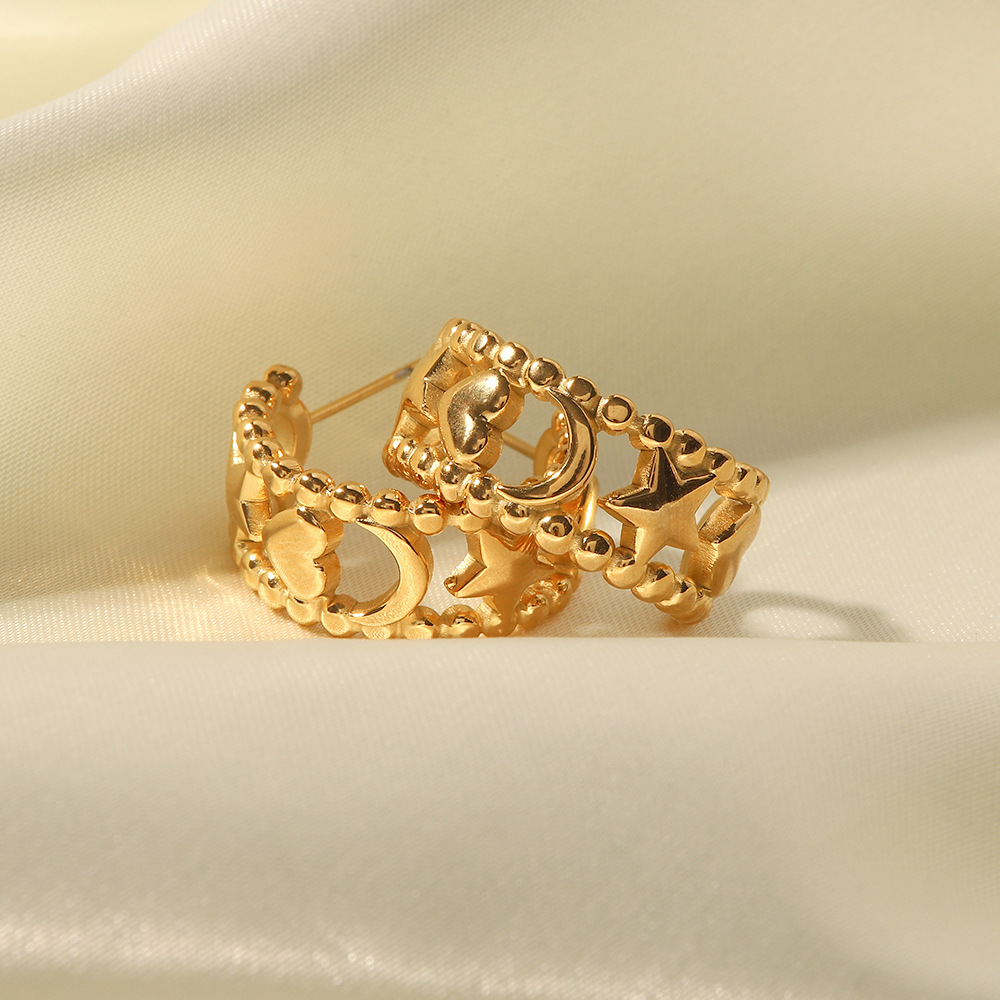 Fashion Geometric Stainless Steel Gold Plated Earrings 1 Pair