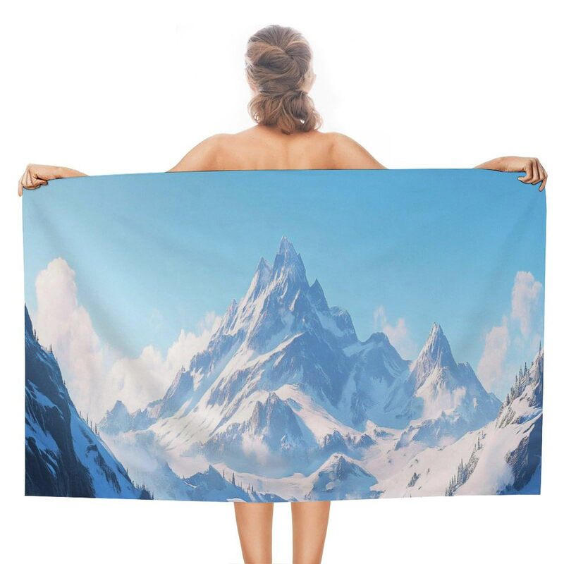 Snow Mountain Beach Bath Towel Quick-drying Sand-free Jungle Winter Landscape Towel Sports Camping Vacation Gym Spa Tour
