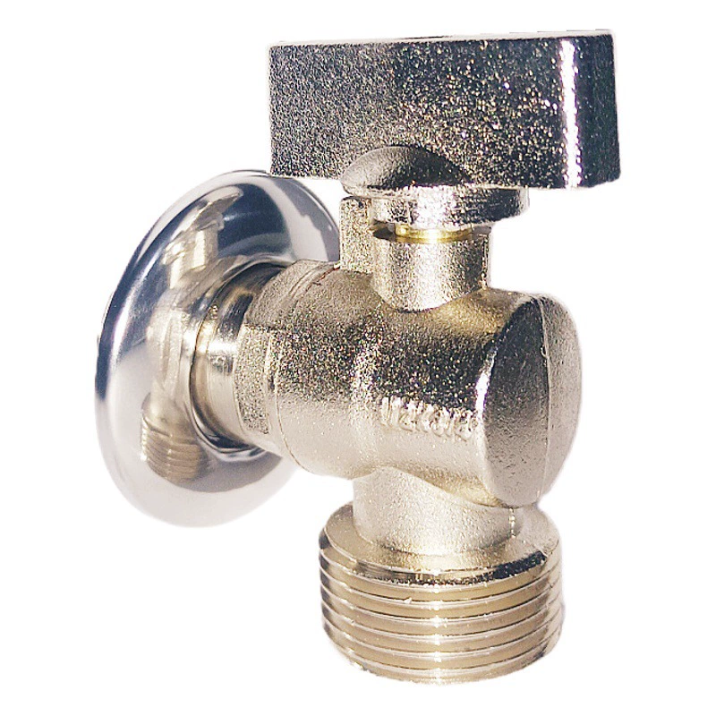 Угловой кран из цинкового сплава для трансграничной торговли, никелированный угловой кран из цинкового сплава с пескоструйной обработкой, размеры 1/2*3/4