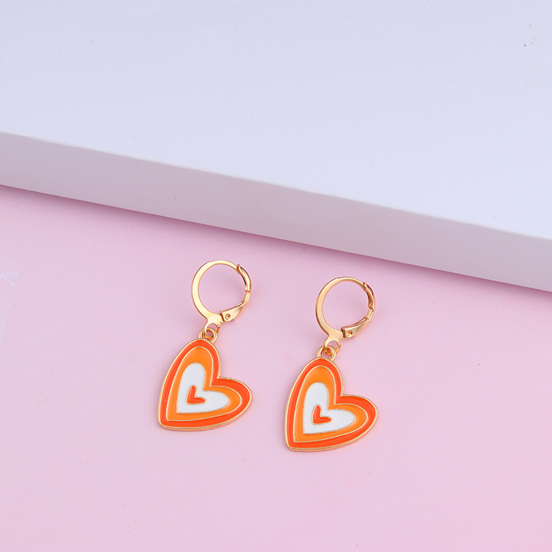 Fashion Heart Shape Alloy Enamel Women's Earrings 1 Pair display picture 2