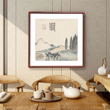 5ZW批发齐白石国画石门二十四景斗方山水画客厅玄关装饰画办公室
