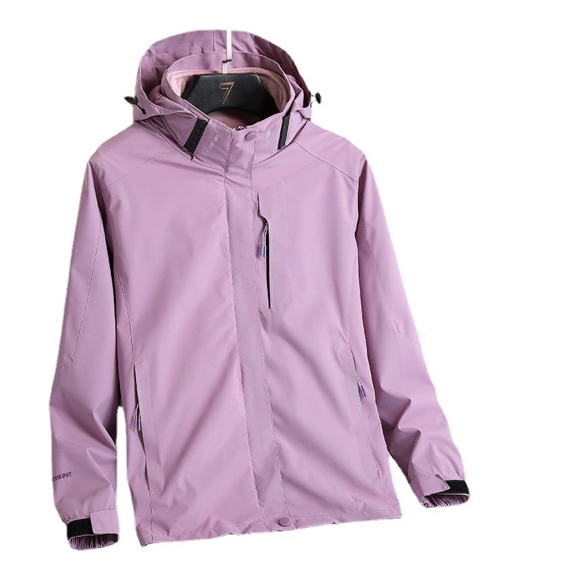 Removable velvet set, demi-season climbing jacket, three-in-one, increased thickness