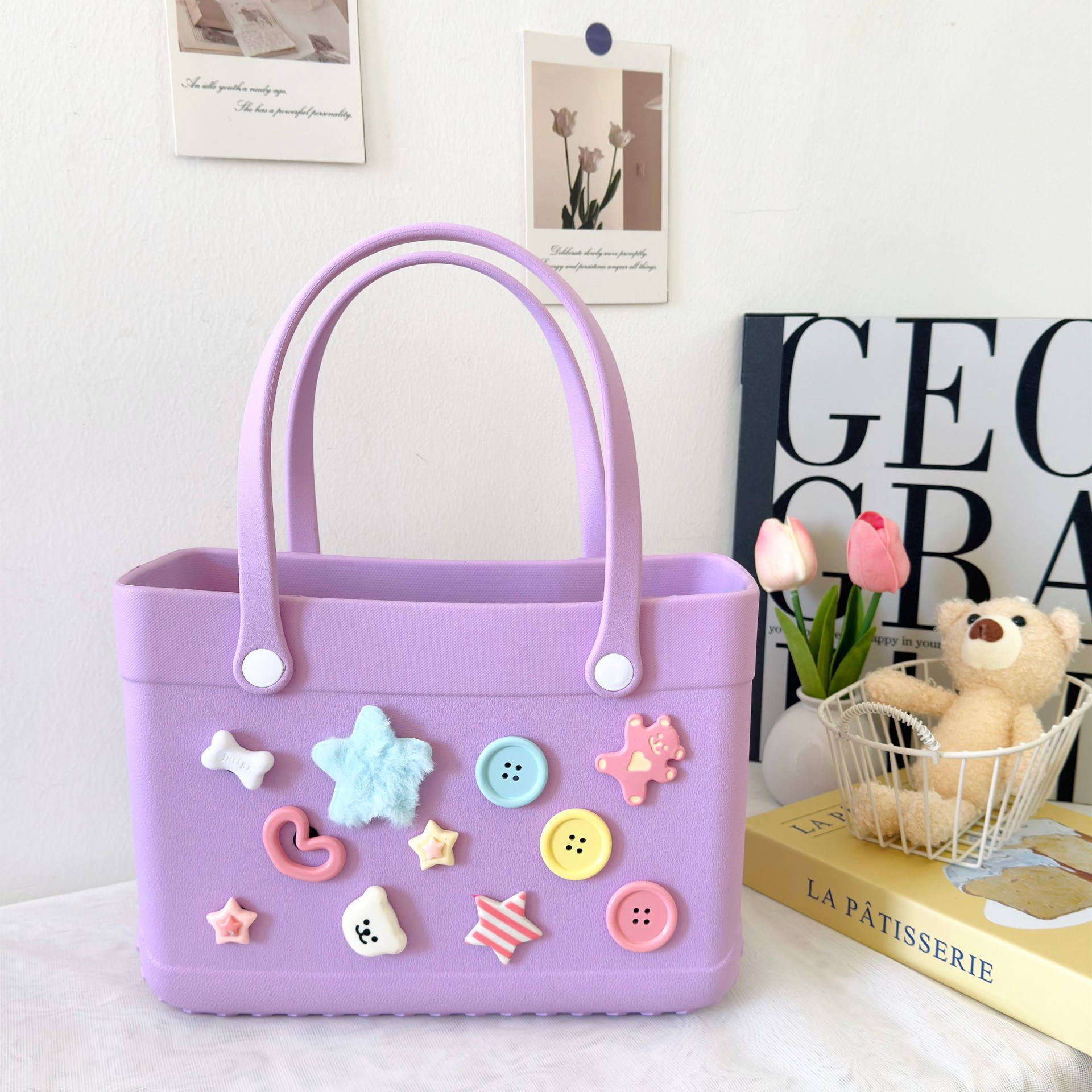957g Weight Open Closure Type Double Handle Strap Type Square Bag Bags Type Casual Occasion EVA Material Heart Shape, Bow Knot Pattern All Seasons Season Women's Gender Cute Style Square Shape Women's EVA Heart Shape Bow Knot Cute Square Open Square Bag 7